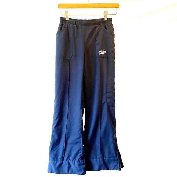 Nike Vintage Girls 14  Warm Up Athletic Pants Navy Blue Wide Leg Heart - Picture 1 of 12
